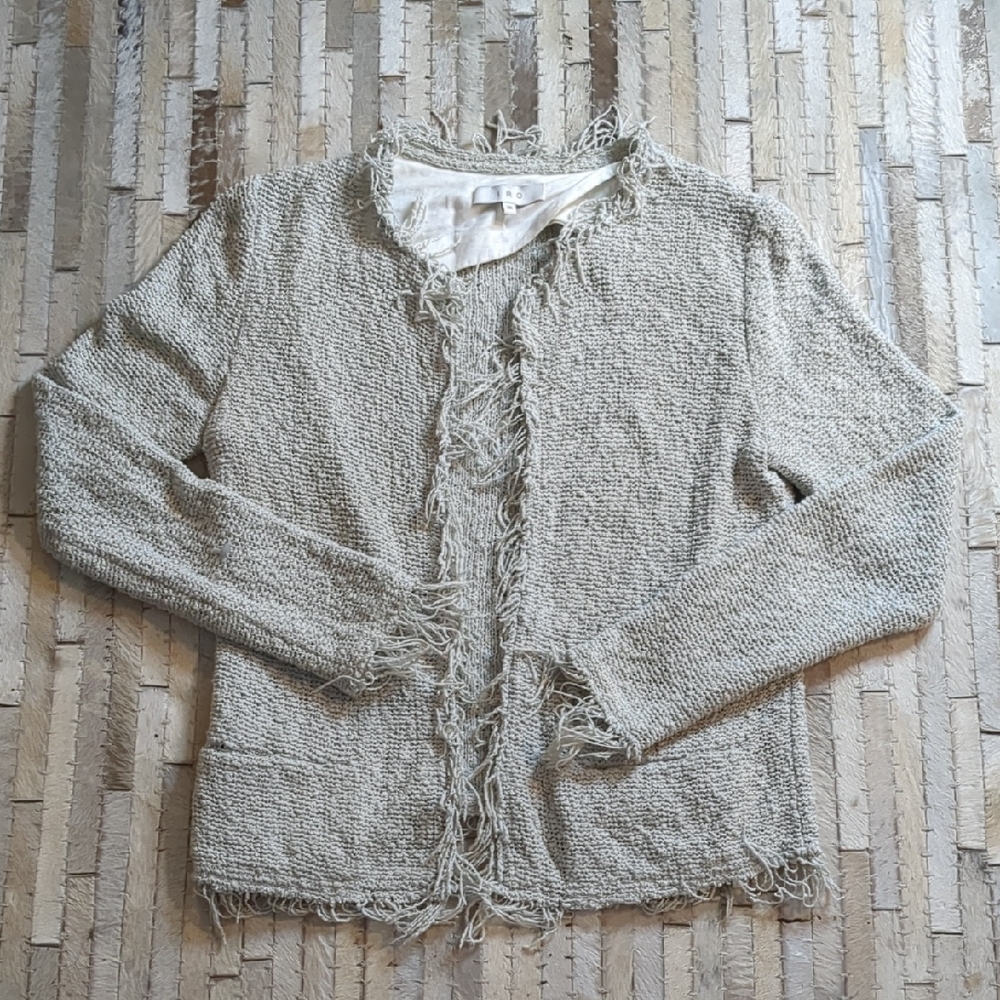 IRO Shavani Classic Fringed Light Gray/Green Jacket